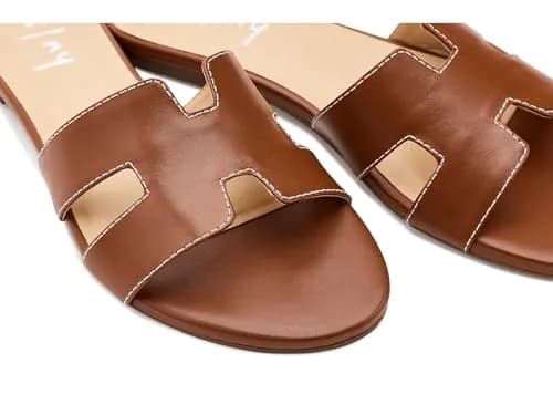 French Sole Alibi Slip-On Sandals Cognac 5 | Leather Comfort for Women thumbnail 6