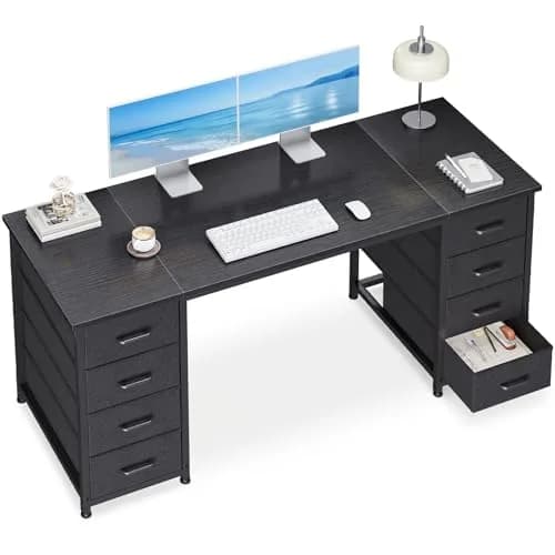 Casaottima 55 Inches Computer Desk with 8 Fabric Drawers | Modern Office Storage for Home & Study thumbnail 1