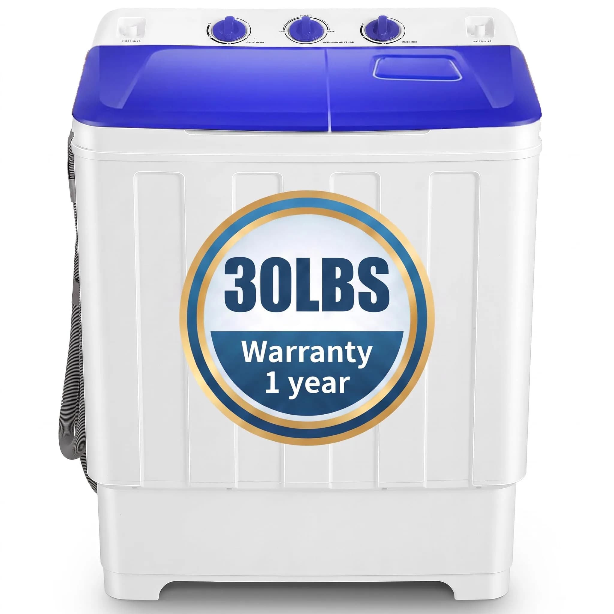 Nictemaw Portable Washing Machine, 30Lbs Capacity Twin Tub with Drain Pump | Compact Laundry for Apartments & RVs — Blue