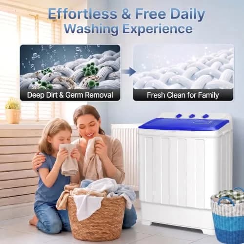 Nictemaw Portable Washing Machine, 30Lbs Capacity Twin Tub with Drain Pump | Compact Laundry for Apartments & RVs thumbnail 8