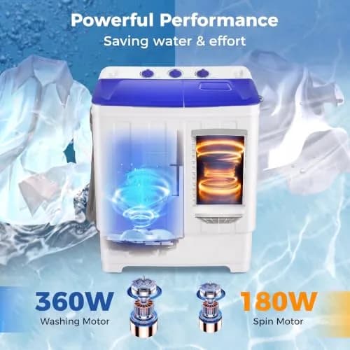 Nictemaw Portable Washing Machine, 30Lbs Capacity Twin Tub with Drain Pump | Compact Laundry for Apartments & RVs thumbnail 3