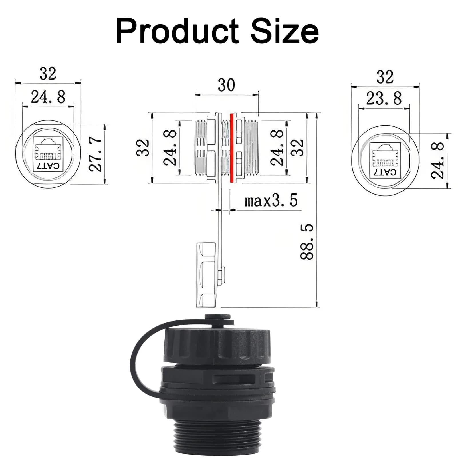 ANMBEST 5PCS CAT7 Panel Mounting Shielded RJ45 Waterproof Connector, 10Gbps 156mm (5.15in) | IP68 Rated for Industrial Outdoor Networks - view 5