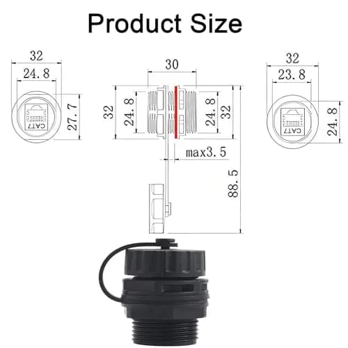 ANMBEST 5PCS CAT7 Panel Mounting Shielded RJ45 Waterproof Connector, 10Gbps 156mm (5.15in) | IP68 Rated for Industrial Outdoor Networks thumbnail 5