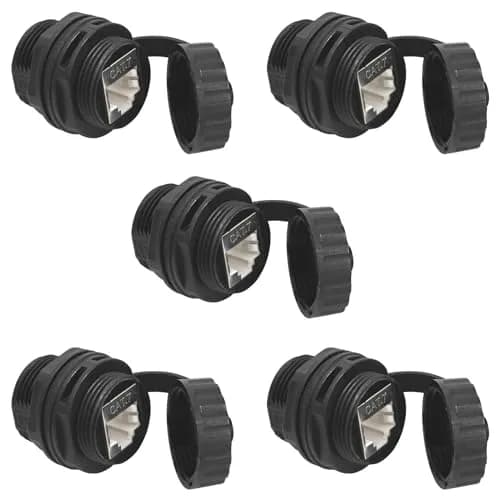 ANMBEST 5PCS CAT7 Panel Mounting Shielded RJ45 Waterproof Connector, 10Gbps 156mm (5.15in) | IP68 Rated for Industrial Outdoor Networks thumbnail 1