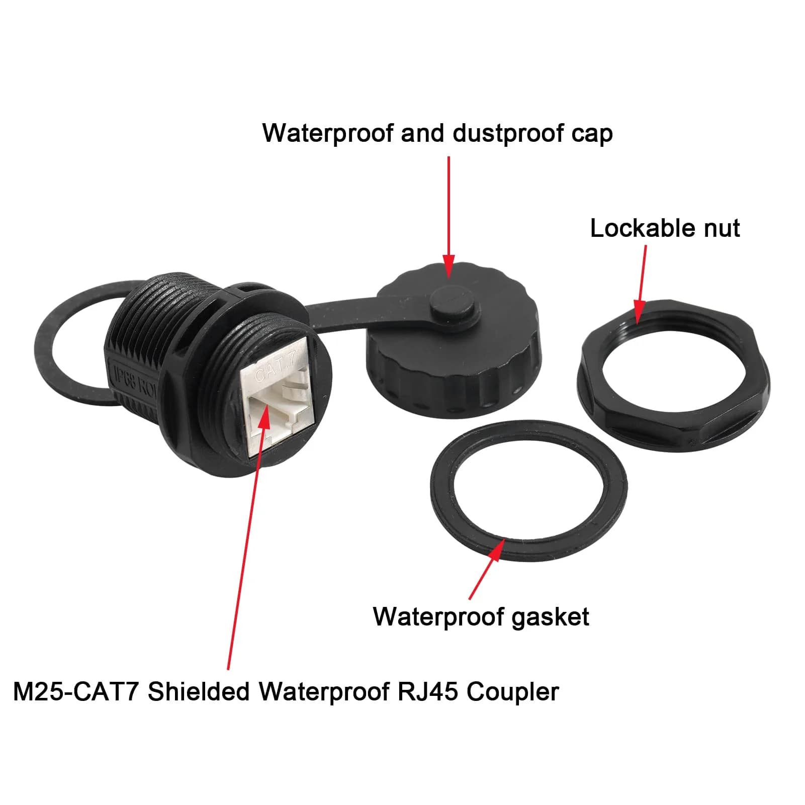 ANMBEST 5 Pieces CAT7 Shielded RJ45 Waterproof Ethernet Connector | IP67 Rated for Industrial Use - view 2