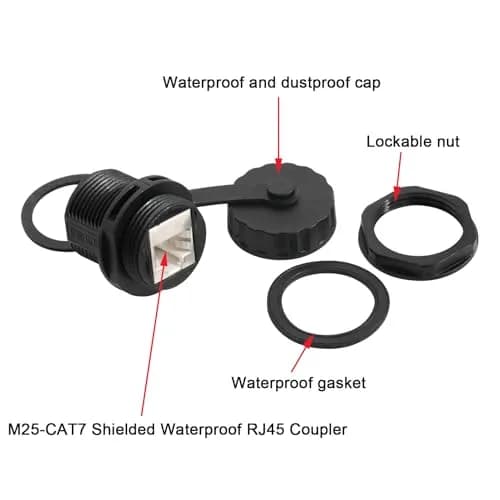 ANMBEST 5PCS CAT7 Panel Mounting Shielded RJ45 Waterproof Connector, 10Gbps 156mm (5.15in) | IP68 Rated for Industrial Outdoor Networks thumbnail 2