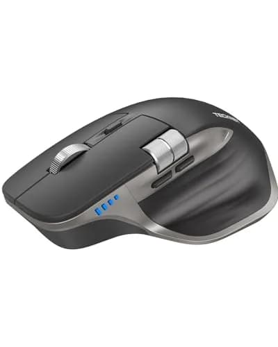 TECKNET Wireless Mouse, 3-Device Bluetooth Rechargeable Ergonomic Optical Mouse with Side Scroll & 6-Level DPI, Grey thumbnail 1