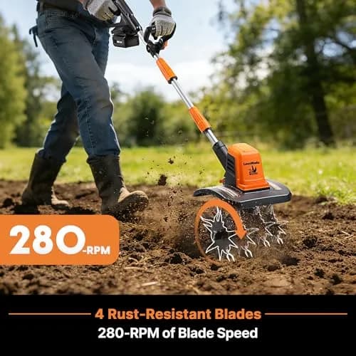 LawnMaster 24V MAX 9” Cordless Tiller – CLTE2409 | Compact, Cordless Garden Tiller for Small to Medium Gardens thumbnail 7