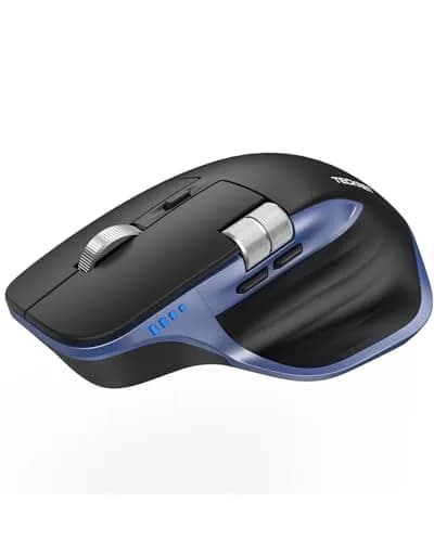 TECKNET Wireless Mouse, 3-Device Bluetooth Rechargeable, Side Scroll, Black & Blue | 6-Level DPI Optical Mouse thumbnail 1