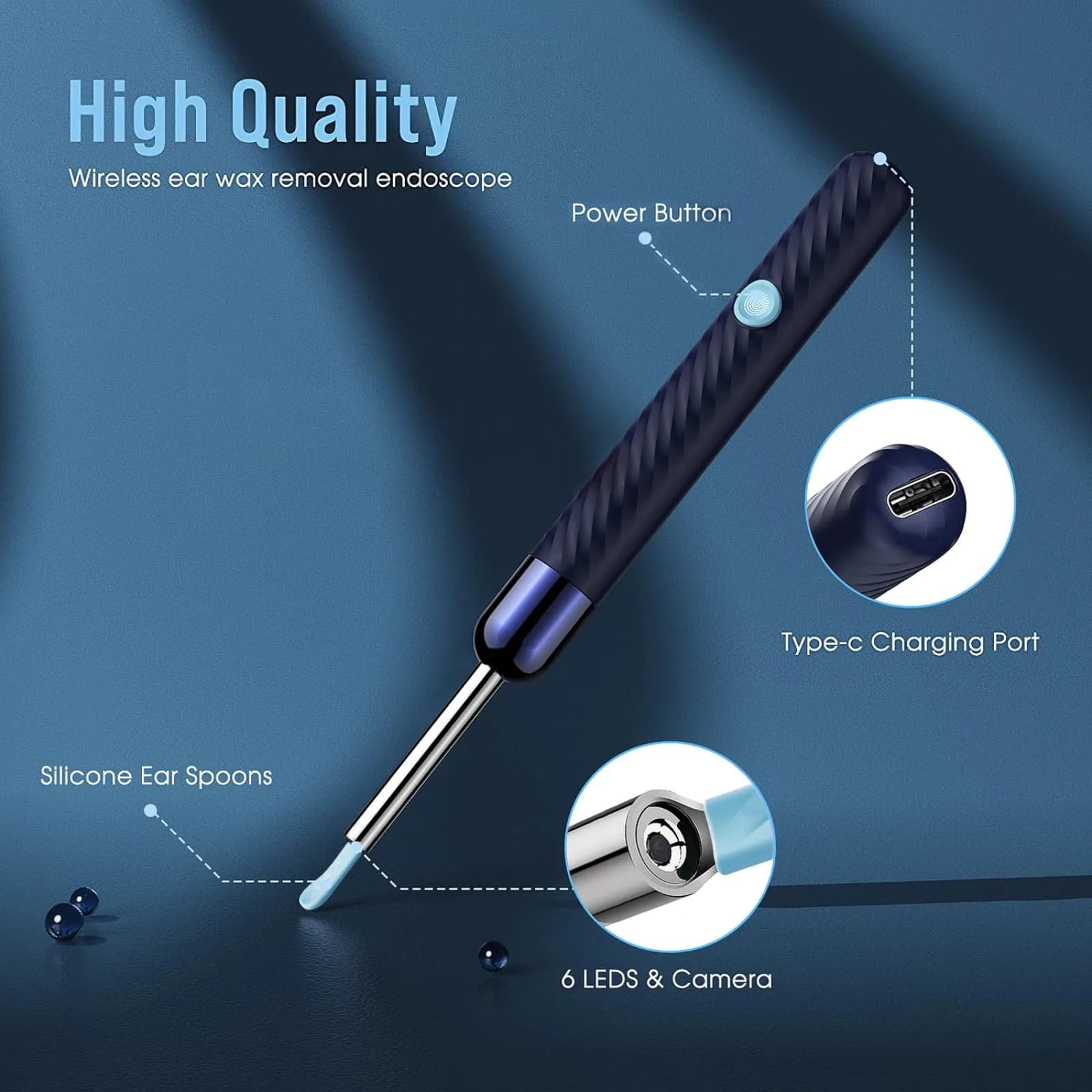 LEIPUT Ear Wax Removal Tool with 1080P HD Camera & 7 Ear Scoops | 23,789 Reviews, Blue - view 5