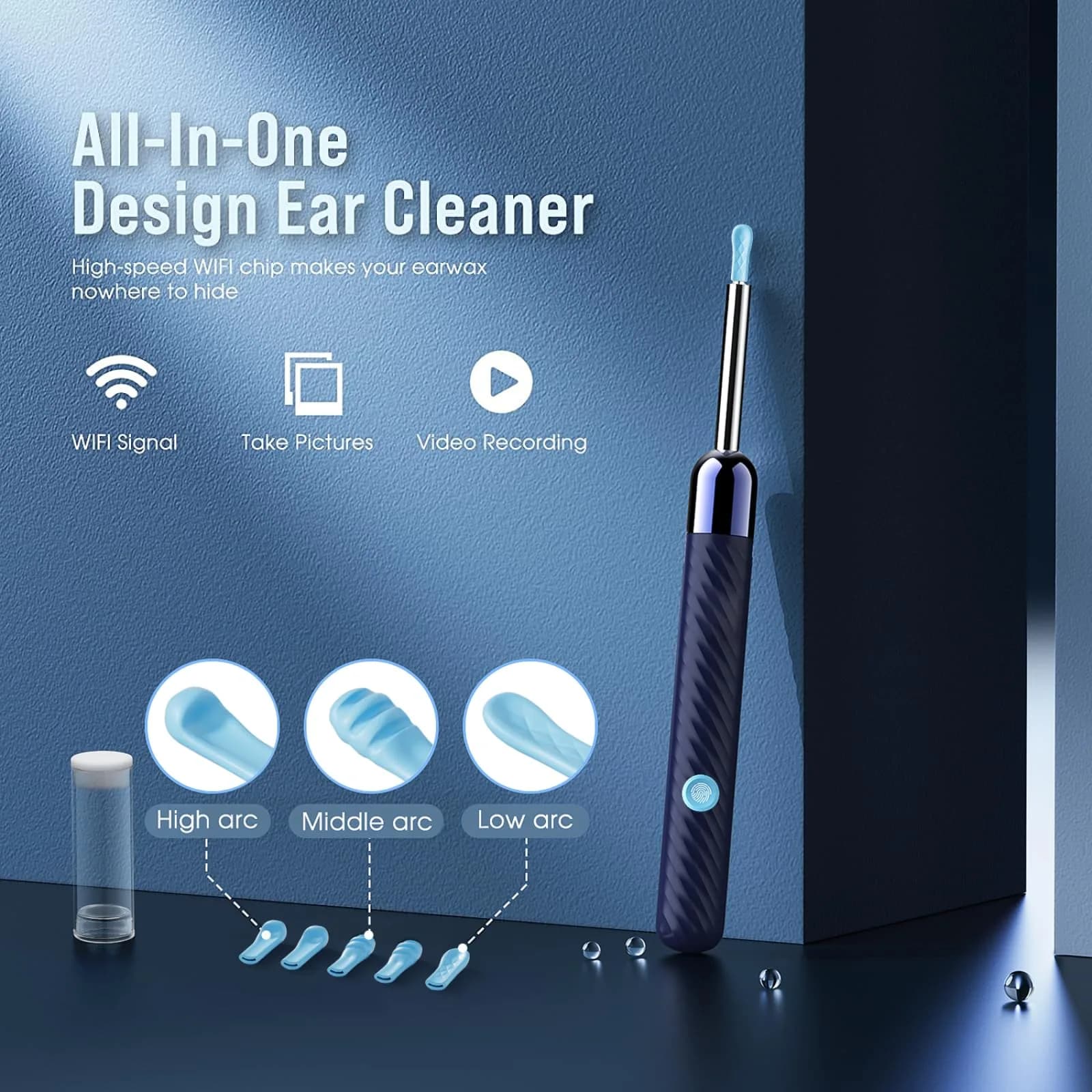 LEIPUT Ear Wax Removal Tool with 1080P HD Camera & 7 Ear Scoops | 23,789 Reviews, Blue - view 2
