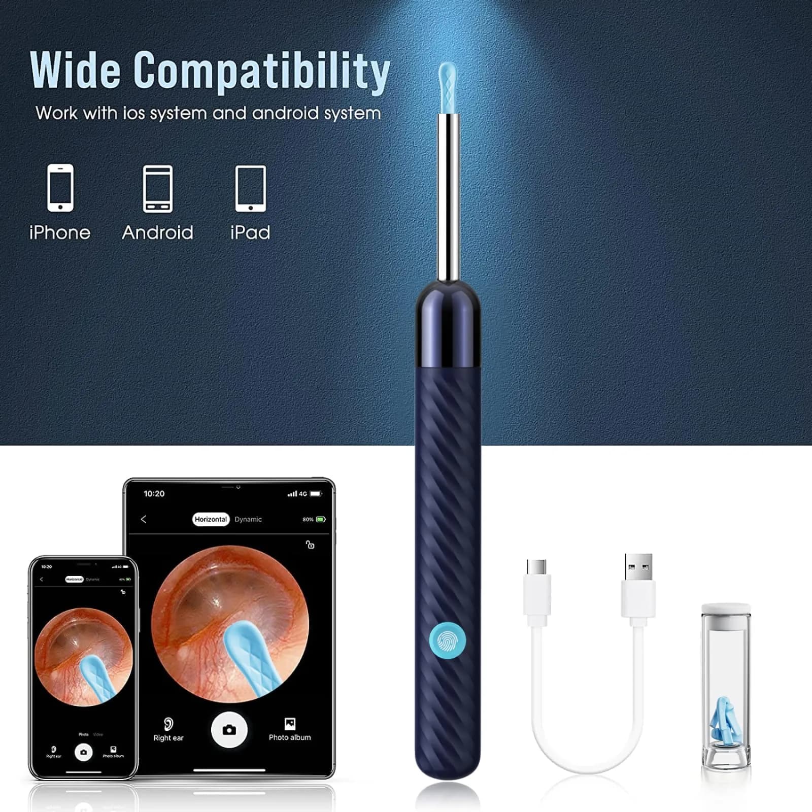 LEIPUT Ear Wax Removal Tool with 1080P HD Camera & 7 Ear Scoops | 23,789 Reviews, Blue - view 3