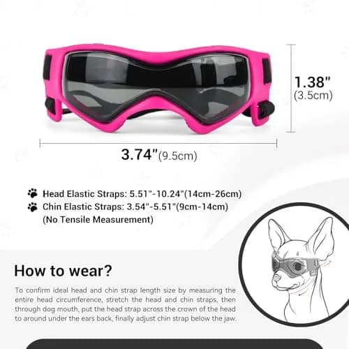 PETLESO Pink Dog Goggles for Small Breeds & Cats | 3.74 in Length, 1.38 in Width thumbnail 5