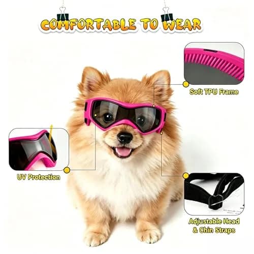 PETLESO Pink Dog Goggles for Small Breeds & Cats | 3.74 in Length, 1.38 in Width thumbnail 3