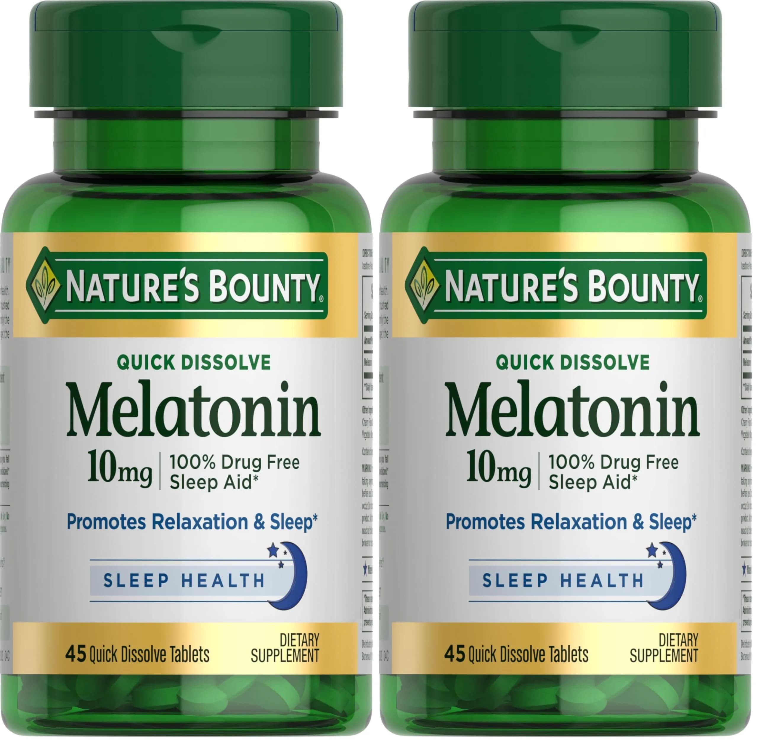 Nature's Bounty Melatonin 10mg Quick Dissolve Tablets Cherry Flavor | 90 Tablets (Pack of 2) — Multi