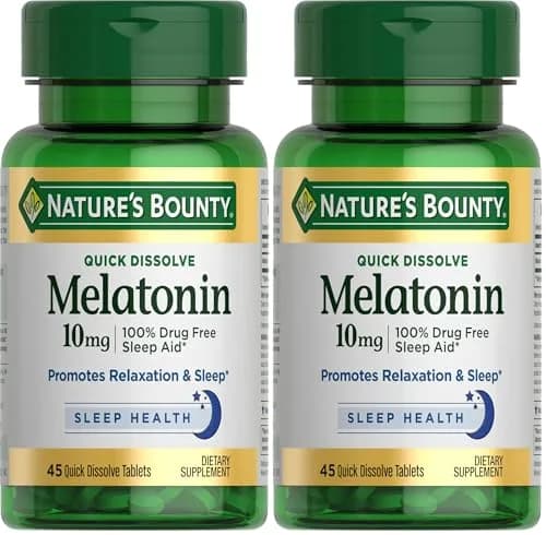 Nature's Bounty Melatonin 10mg Quick Dissolve Tablets Cherry Flavor | 90 Tablets (Pack of 2) thumbnail 1