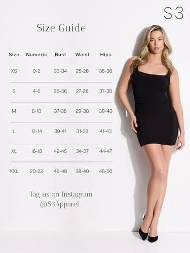 S3 Apparel Womens Square Neck Tank Midi Dress with Built-in Shapewear, Scarlet, Large | Curves Support & Comfort thumbnail 3