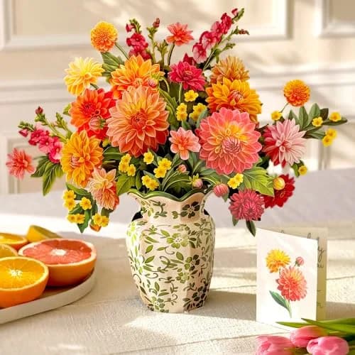 Freshcut Paper Dahlia Sunrise 3D Pop Up Card 14.5 Inch | Greeting Card for Birthdays, Mother's Day, Thank You, Gifts for Mom - view 6