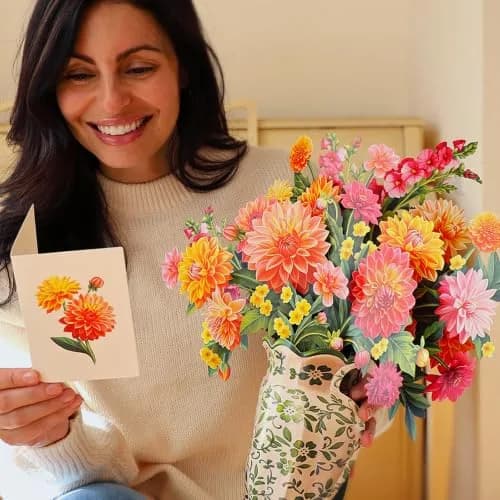 Freshcut Paper Dahlia Sunrise 3D Pop Up Card 14.5 Inch | Greeting Card for Birthdays, Mother's Day, Thank You, Gifts for Mom - view 2