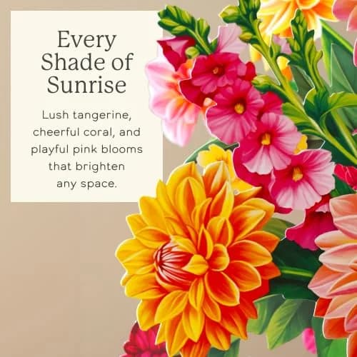 Freshcut Paper Dahlia Sunrise 3D Pop Up Card 14.5 Inch | Greeting Card for Birthdays, Mother's Day, Thank You, Gifts for Mom thumbnail 3