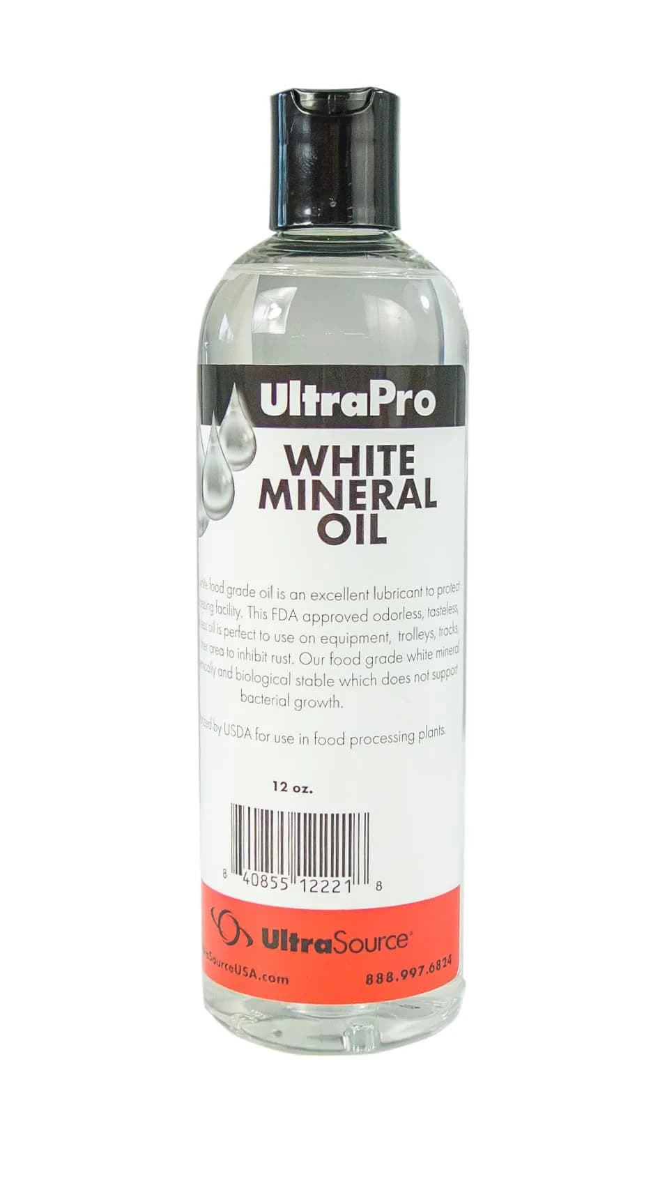ULTRASOURCE Food Grade Mineral Oil 12 oz NSF Approved | Food Contact Safe, White, Unscented — 12 Fl Oz