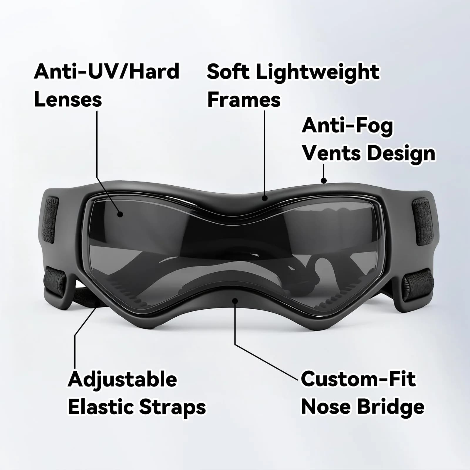 Enjoying Style Black X-Small Breed Dog Goggles - UV Protection, Windproof & Adjustable - view 3