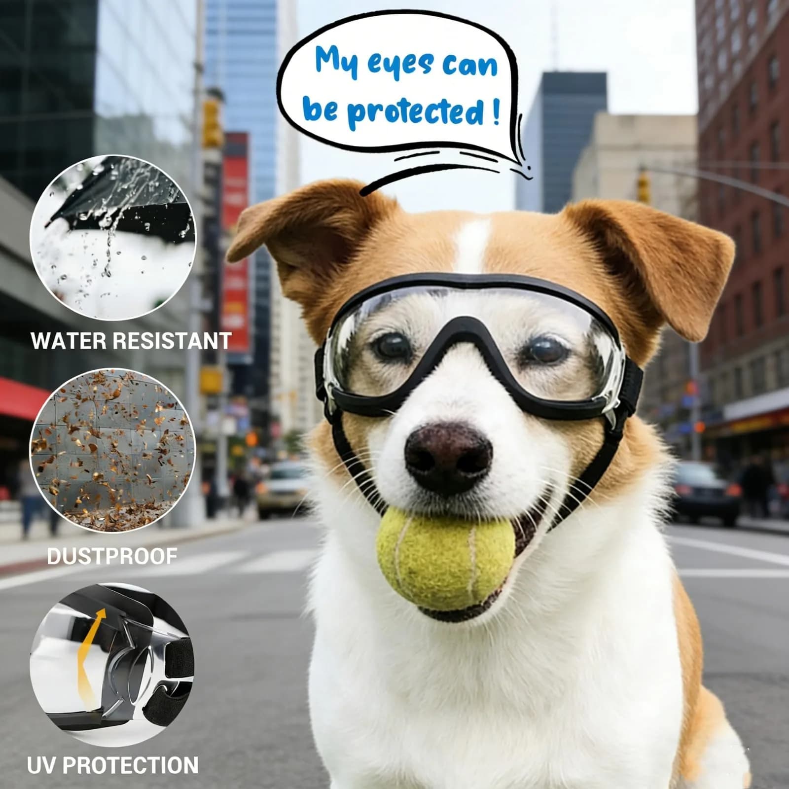Enjoying Ultra Clear Dog Goggles for Large Breeds | UV Protection, Windproof & Adjustable - view 4