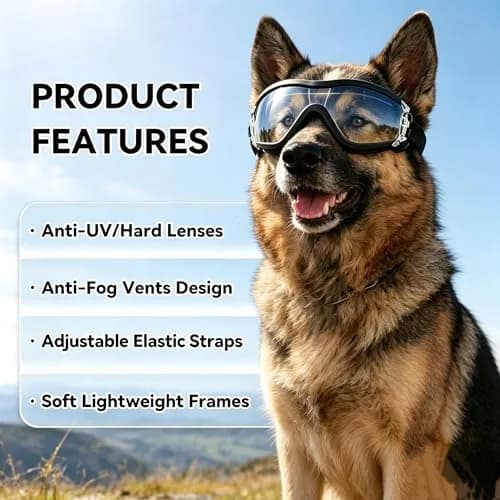 Enjoying Ultra Clear Dog Goggles for Large Breeds | UV Protection, Windproof & Adjustable thumbnail 3