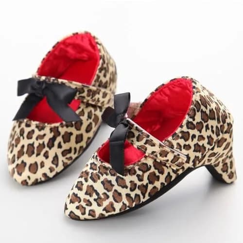 Kutterild Newborn Baby Girls Princess Shoes with High Heels Bowknot | Soft Sole Crib Shoes for Infant Photography (6-9 Months) thumbnail 4