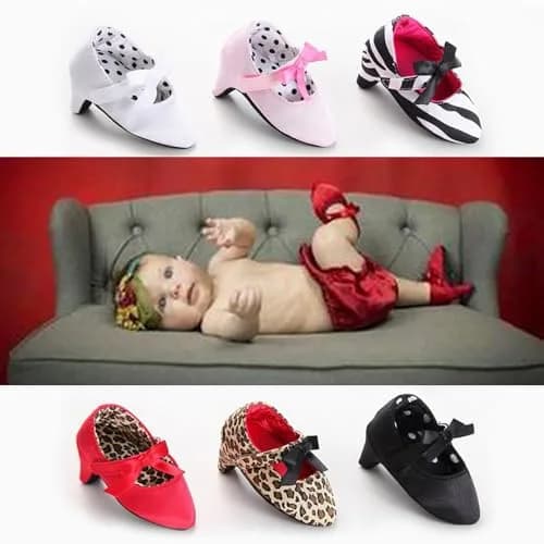 Kutterild Newborn Baby Girls Princess Shoes with High Heels Bowknot | Soft Sole Crib Shoes for Infant Photography (6-9 Months) thumbnail 6