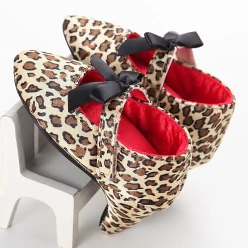 Kutterild Newborn Baby Girls Princess Shoes with High Heels Bowknot | Soft Sole Crib Shoes for Infant Photography (6-9 Months) thumbnail 2