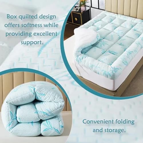 WhatsBedding 5 Inch Full Mattress Topper Breathable Bamboo Viscose Air Layer | Cool & Soft for Indian Sleep thumbnail 6