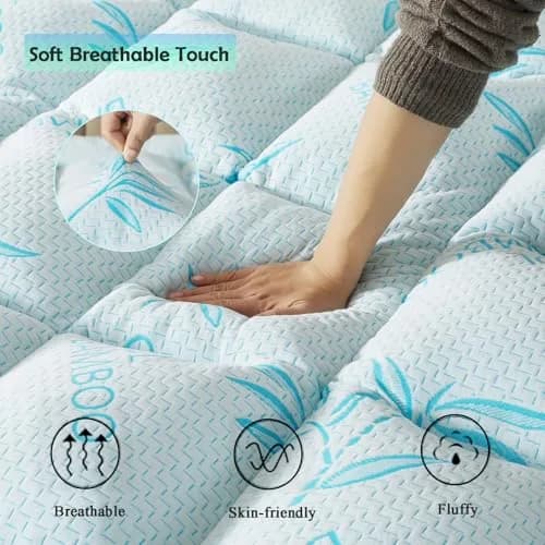 WhatsBedding 5 Inch Full Mattress Topper Breathable Bamboo Viscose Air Layer | Cool & Soft for Indian Sleep thumbnail 3