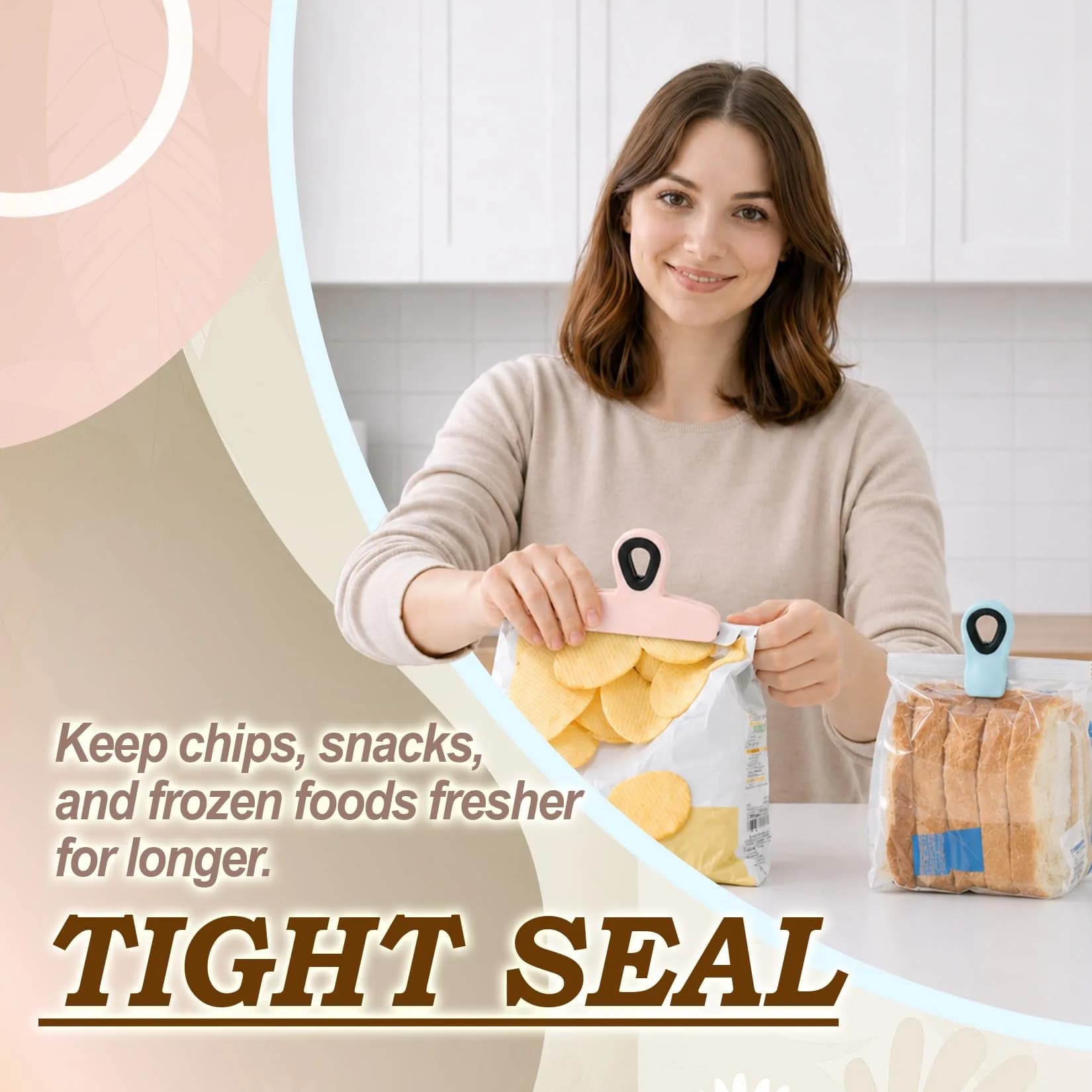 Jetmore 8 Pack Chip Clips with Magnetic Back, 2 Sizes Bag Clips for Food Storage, Snack Bags, Kitchen, Office Gift - view 2