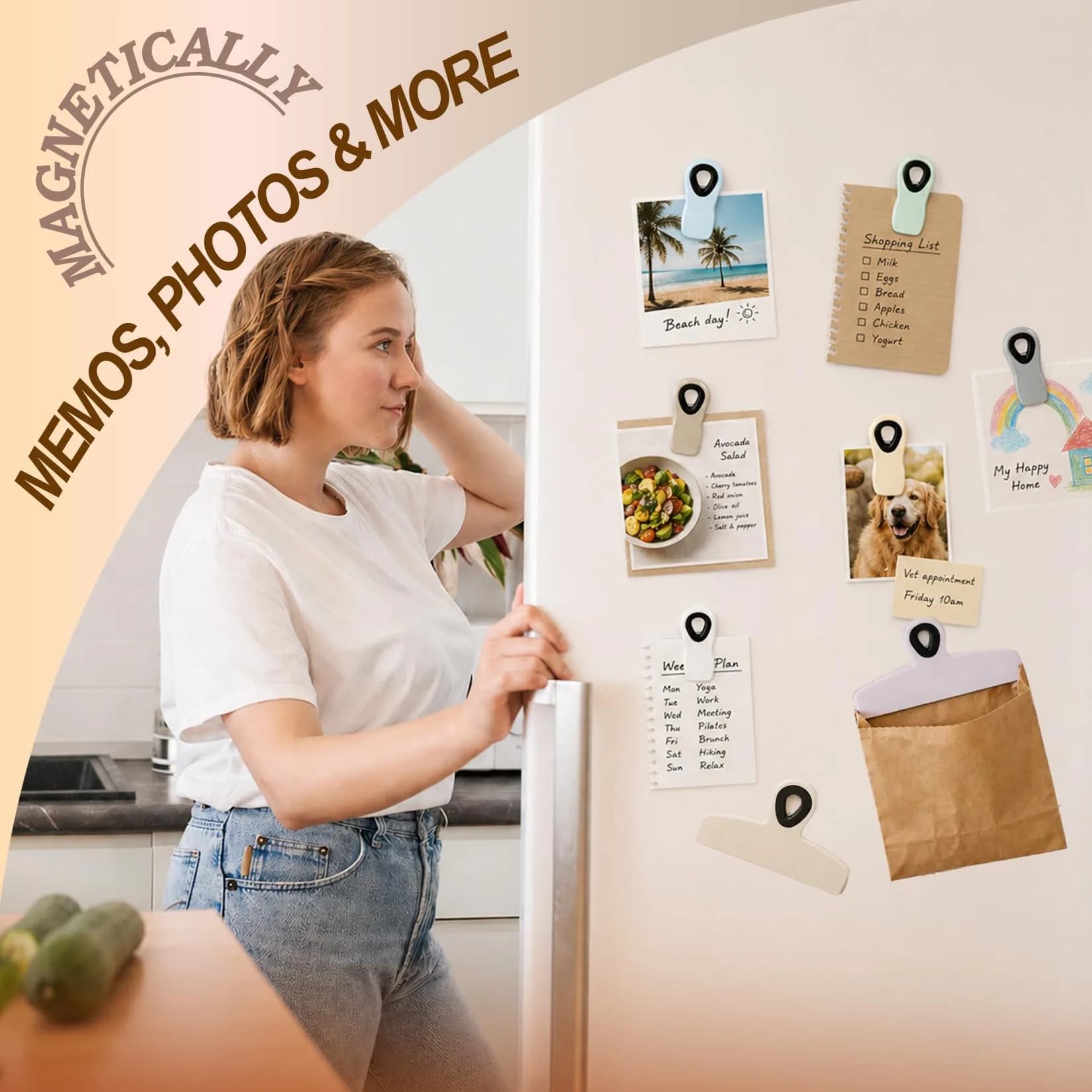 Jetmore 8 Pack Chip Clips with Magnetic Back, 2 Sizes Bag Clips for Food Storage, Snack Bags, Kitchen, Office Gift - view 3