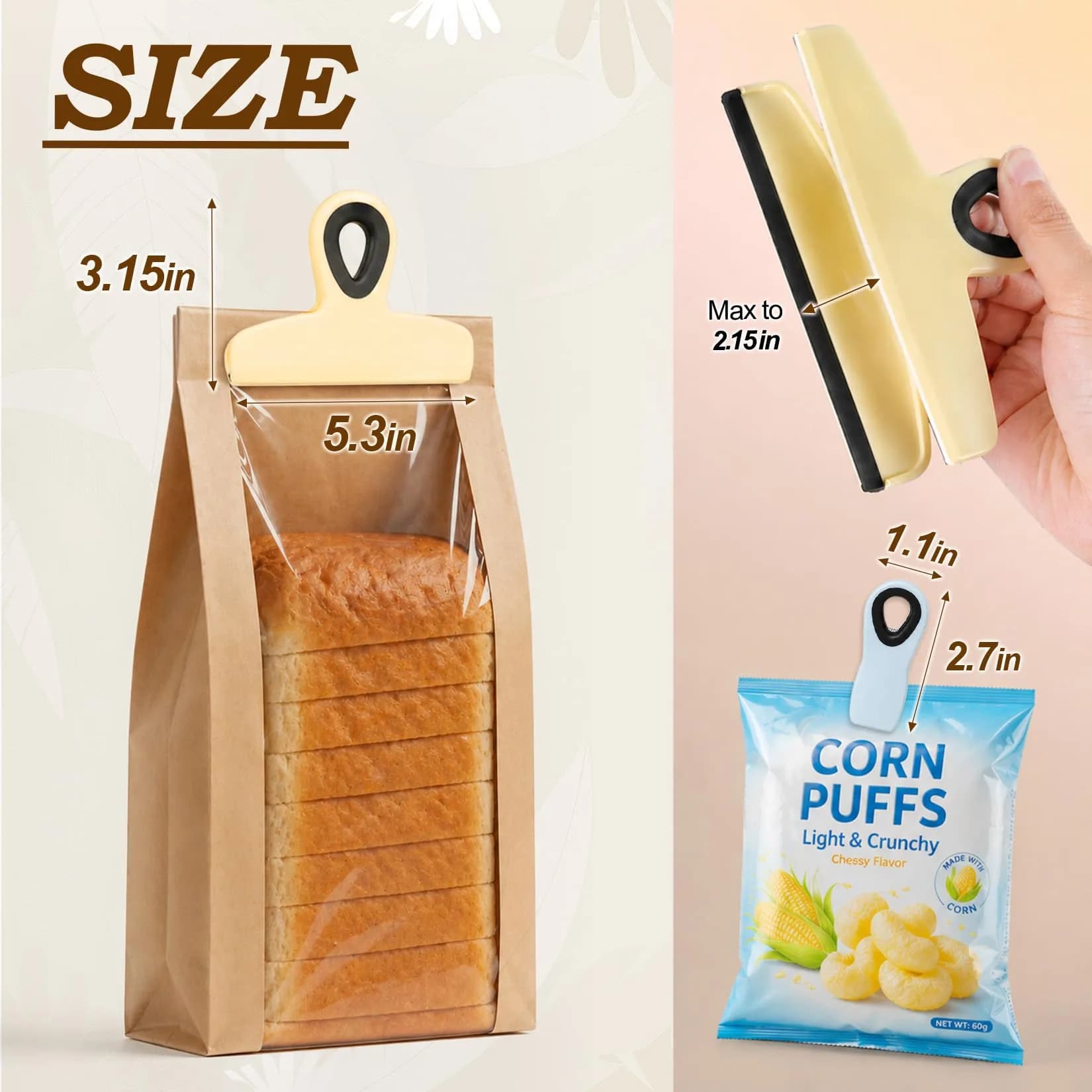 Jetmore 8 Pack Chip Clips with Magnetic Back, 2 Sizes Bag Clips for Food Storage, Snack Bags, Kitchen, Office Gift - view 4
