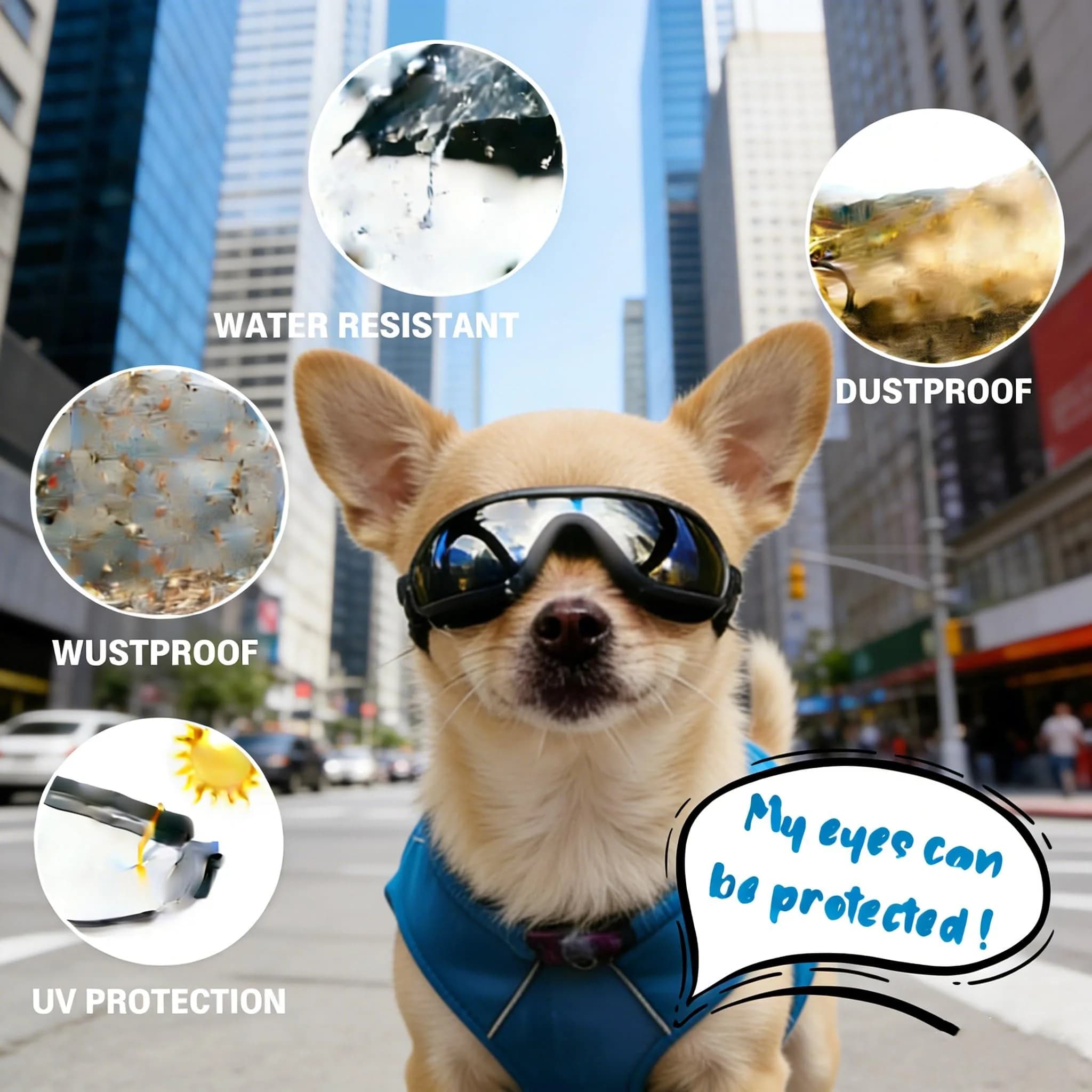 Enjoying Tactical Black Dog Goggles for Small Breeds | UV Protection, Windproof & Adjustable - view 4
