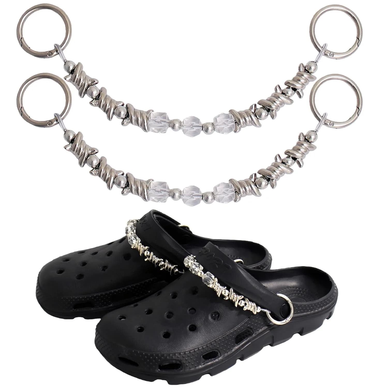 VIQWYIC Shoes Metal Chain Spikes Charms | Punk Shoe Decoration for Men Women