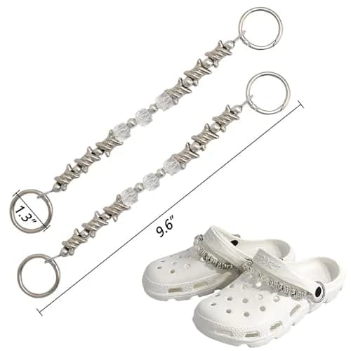 VIQWYIC Shoes Metal Chain Spikes Charms | Punk Shoe Decoration for Men Women thumbnail 2