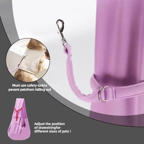 ARZQUT Dog and Cats Carrier Sling | Small Pet Carrier with Storage Pocket, Reversible, Hand-Free, 21x12 inches, Purple thumbnail 6