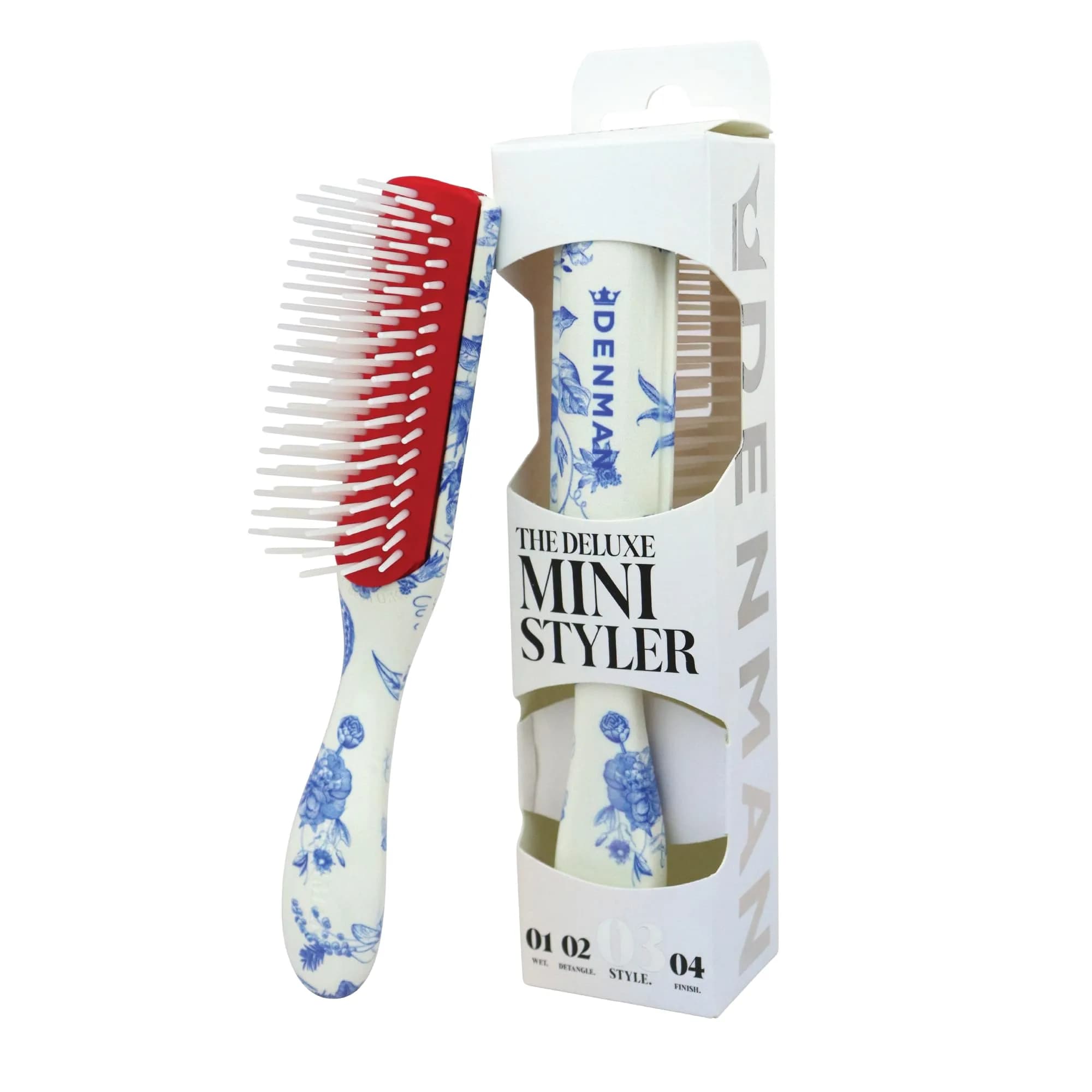 Denman Mini Curl Definer & Styler 5 Row Hairbrush for Detangling, Separating, and Defining Curls, Curly Hairbrush, Sleek Blowdrying - D14 (Blue Belle) 17cm (6.7in) — Blue Belle