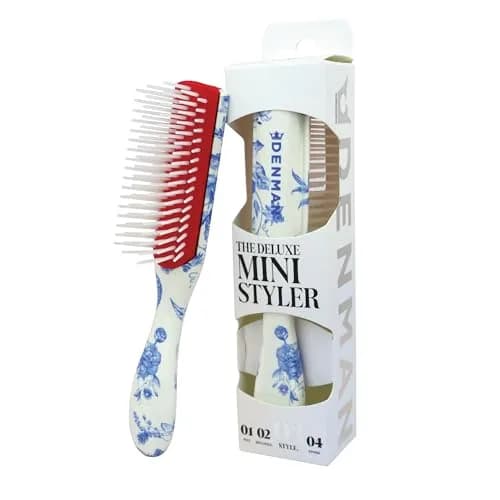 Denman Mini Curl Definer & Styler 5 Row Hairbrush for Detangling, Separating, and Defining Curls, Curly Hairbrush, Sleek Blowdrying - D14 (Blue Belle) 17cm (6.7in) thumbnail 1