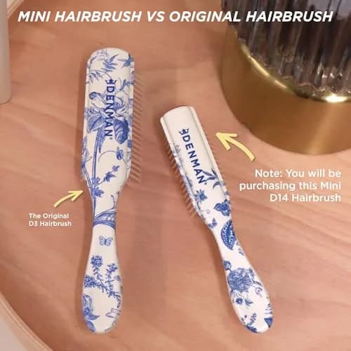 Denman Mini Curl Definer & Styler 5 Row Hairbrush for Detangling, Separating, and Defining Curls, Curly Hairbrush, Sleek Blowdrying - D14 (Blue Belle) 17cm (6.7in) thumbnail 6