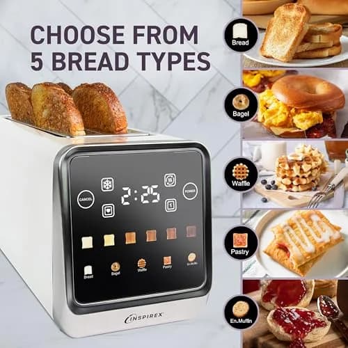 Nostalgia Inspirex Touch Screen Toaster - 2 Slice Extra-Wide Slots | 5 Bread Types & 6 Browning Levels thumbnail 7