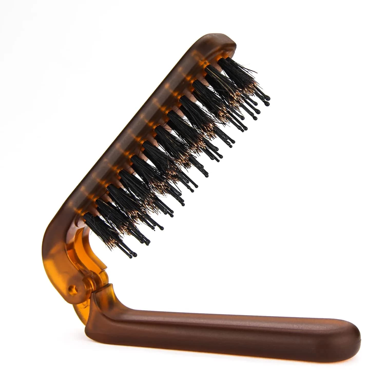 Ancable Amber Folding Hair Brush with Boar Bristles & Nylon Pins, Pack of 2 | Detangles & Smooths Hair - main product image