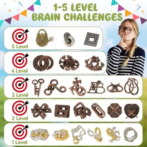 Mytothfy 24 Pcs Brain Teaser Puzzles for Adults Teens | Metal & Plastic IQ Challenges thumbnail 5