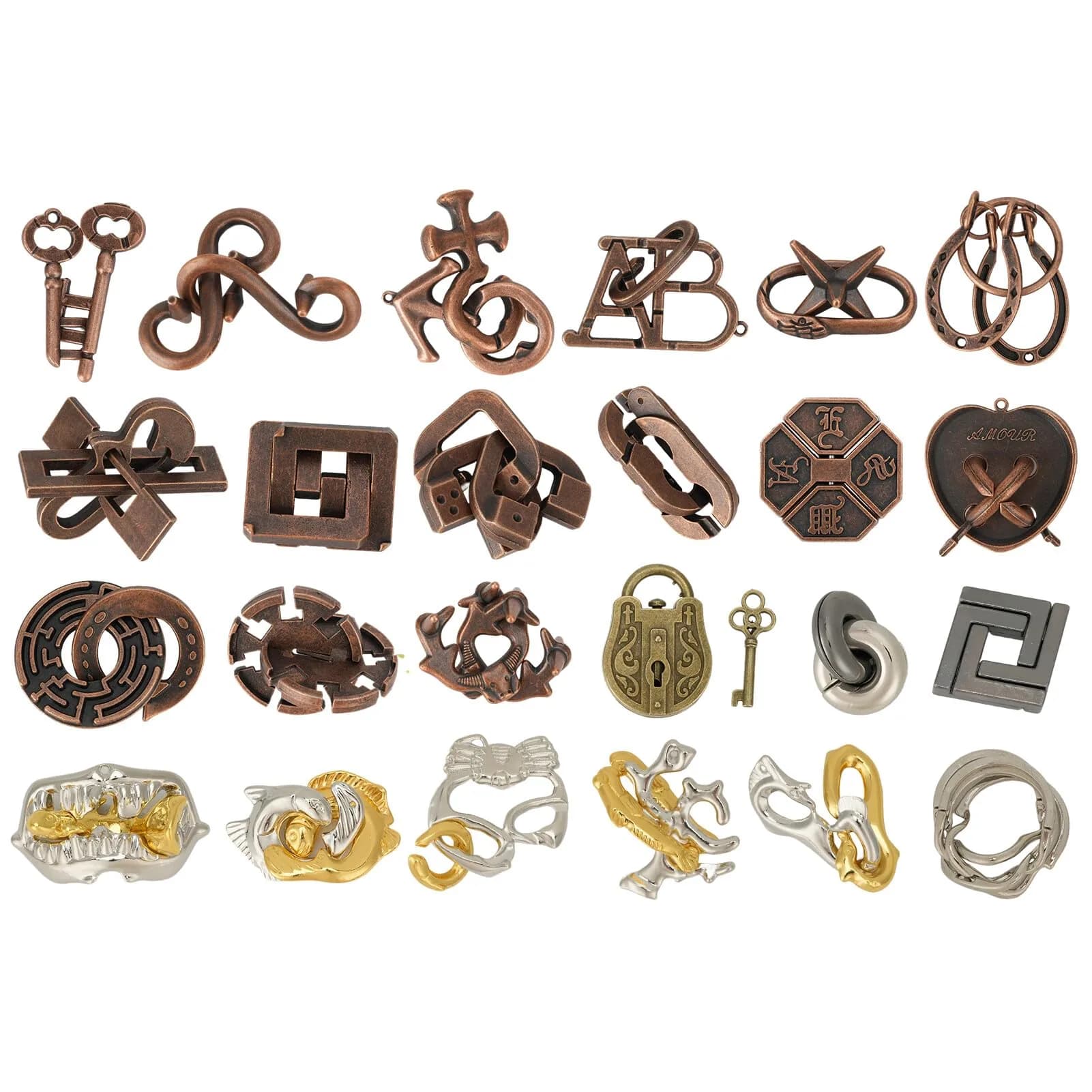 Mytothfy 24 Pcs Brain Teaser Puzzles for Adults Teens | Metal & Plastic IQ Challenges