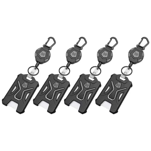 MNGARISTA 4-Pack Retractable Badge Holder with Carabiner Keychain & 31.5" Reel | Heavy Duty PC ID Card Holder thumbnail 1