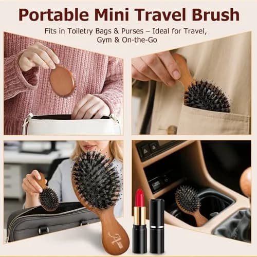 Ancable Travel Folding Hair Brush, Mini Boar Bristle Hair Brush 5.6 inches (1.79 oz) | Detangles & Adds Shine thumbnail 6
