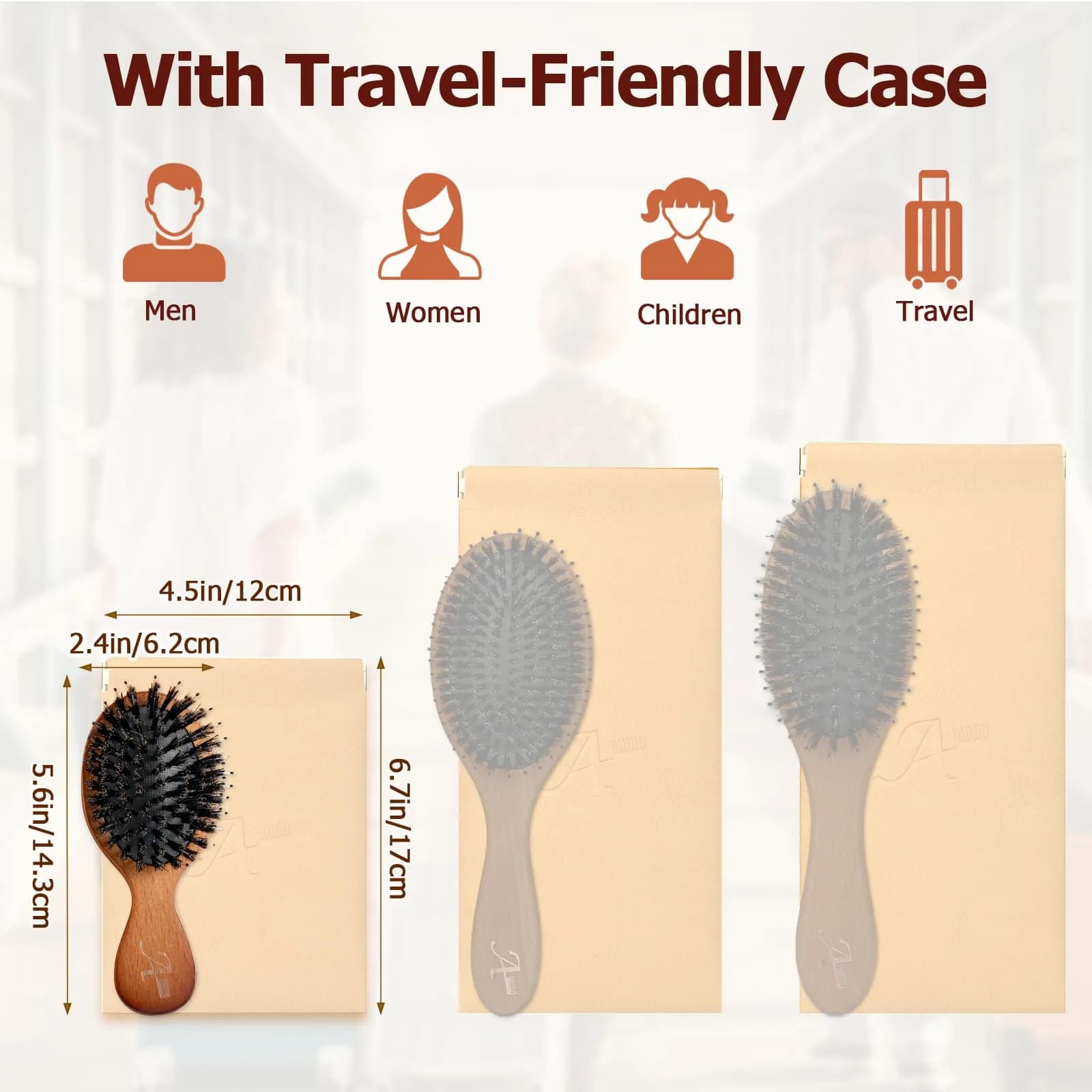 Ancable Travel Folding Hair Brush, Mini Boar Bristle Hair Brush 5.6 inches (1.79 oz) | Detangles & Adds Shine - view 7